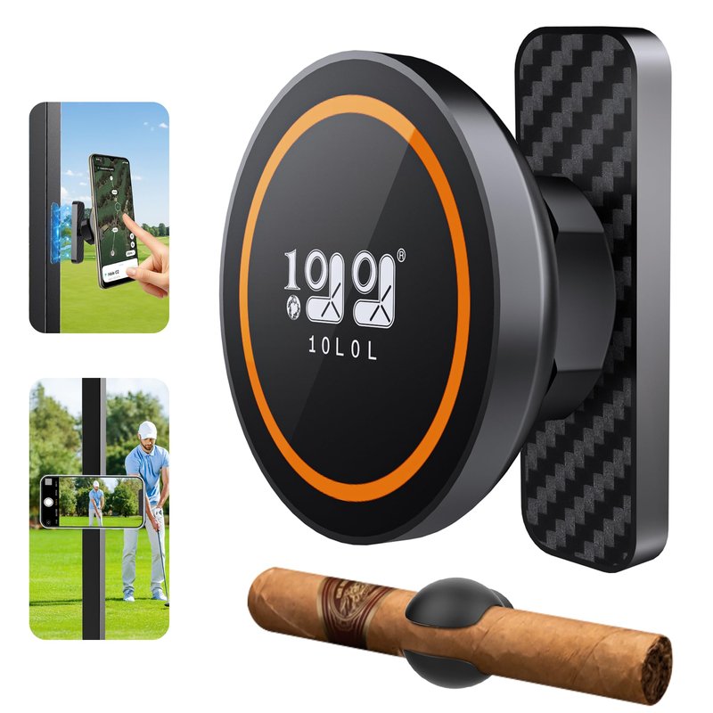 10L0L Magnetic Golf Cart Phone Holder for MagSafe iPhone 16/15/14/13/12, 360° Rotatable, One-Hand Operation, Fits Yamaha/EZGO/Club Car - Includes Free Golf Accessory Clip (Black)
