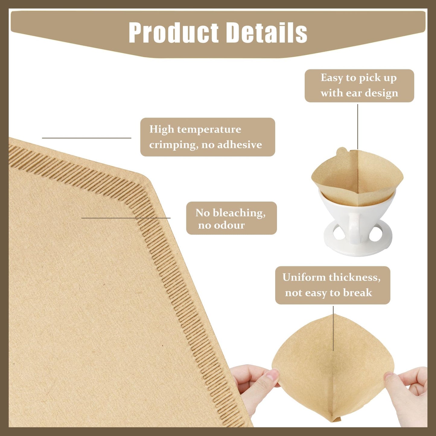 250 Count Coffee Filter #4, #4 Coffee Filters Disposable, Unbleached Natural #4 Cone Filters Paper Compatible with Drip and Pour Over Coffee Maker(8-12 Cup)