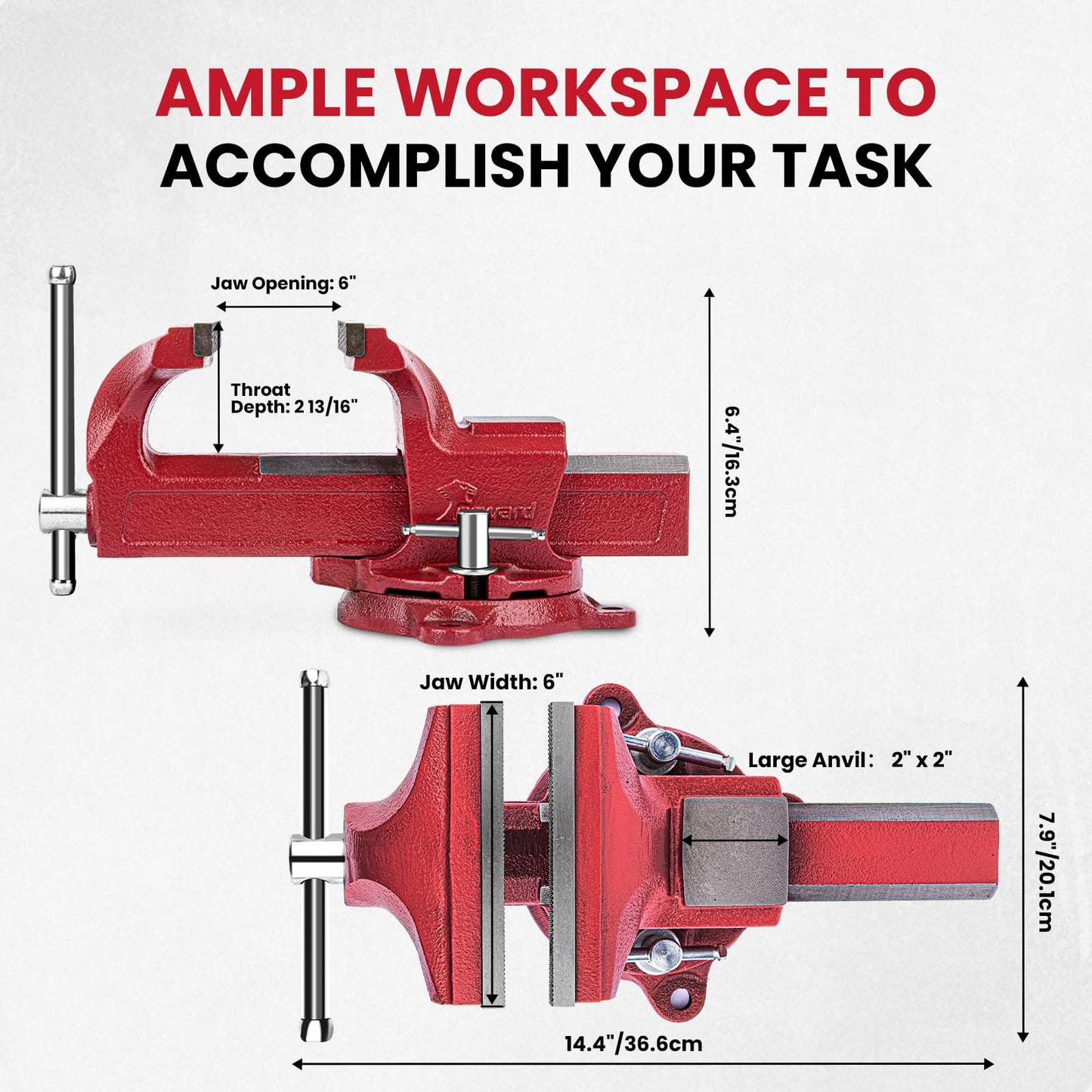 Forward 1306 6 Inch Home Vise Ductile Iron 6" Bench Vise Homeowner's Vice with Anvil and Swivel Base