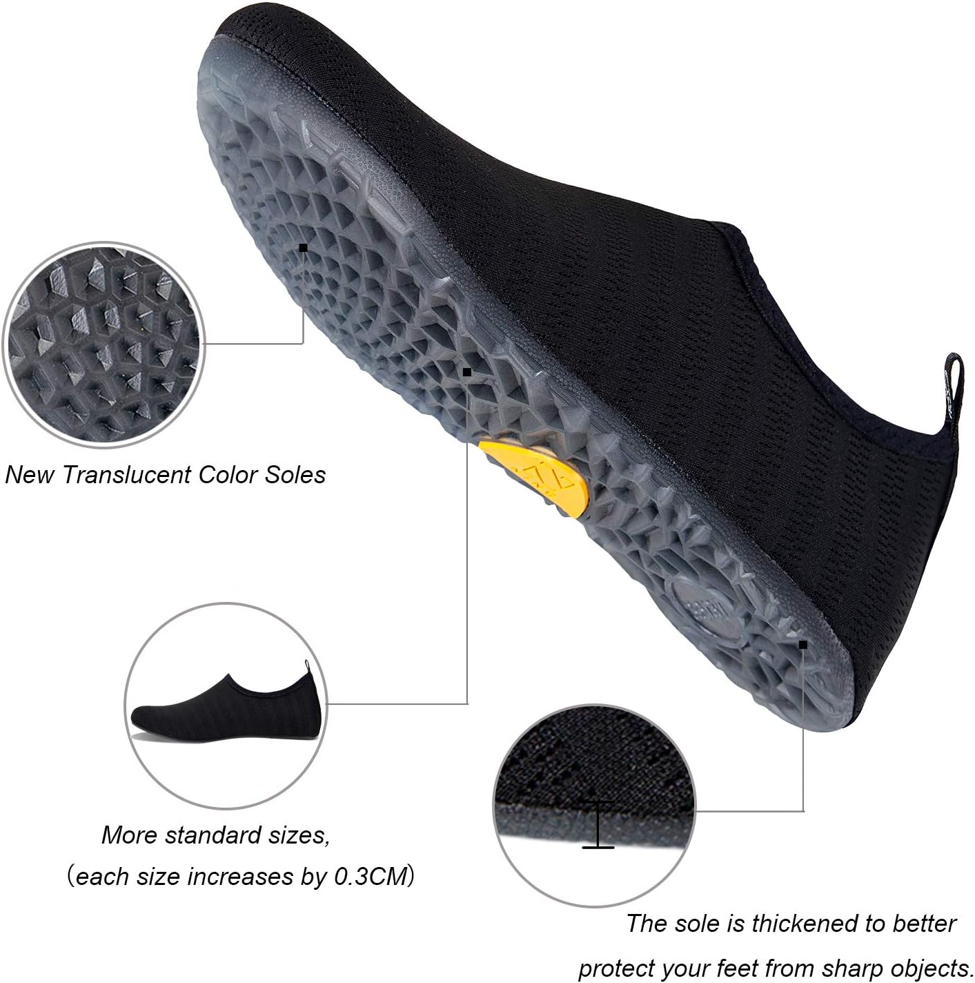 WateLves Water Shoes - Quick-Dry Aqua Socks for Beach, Swim & Yoga - Unisex Translucent Soles
