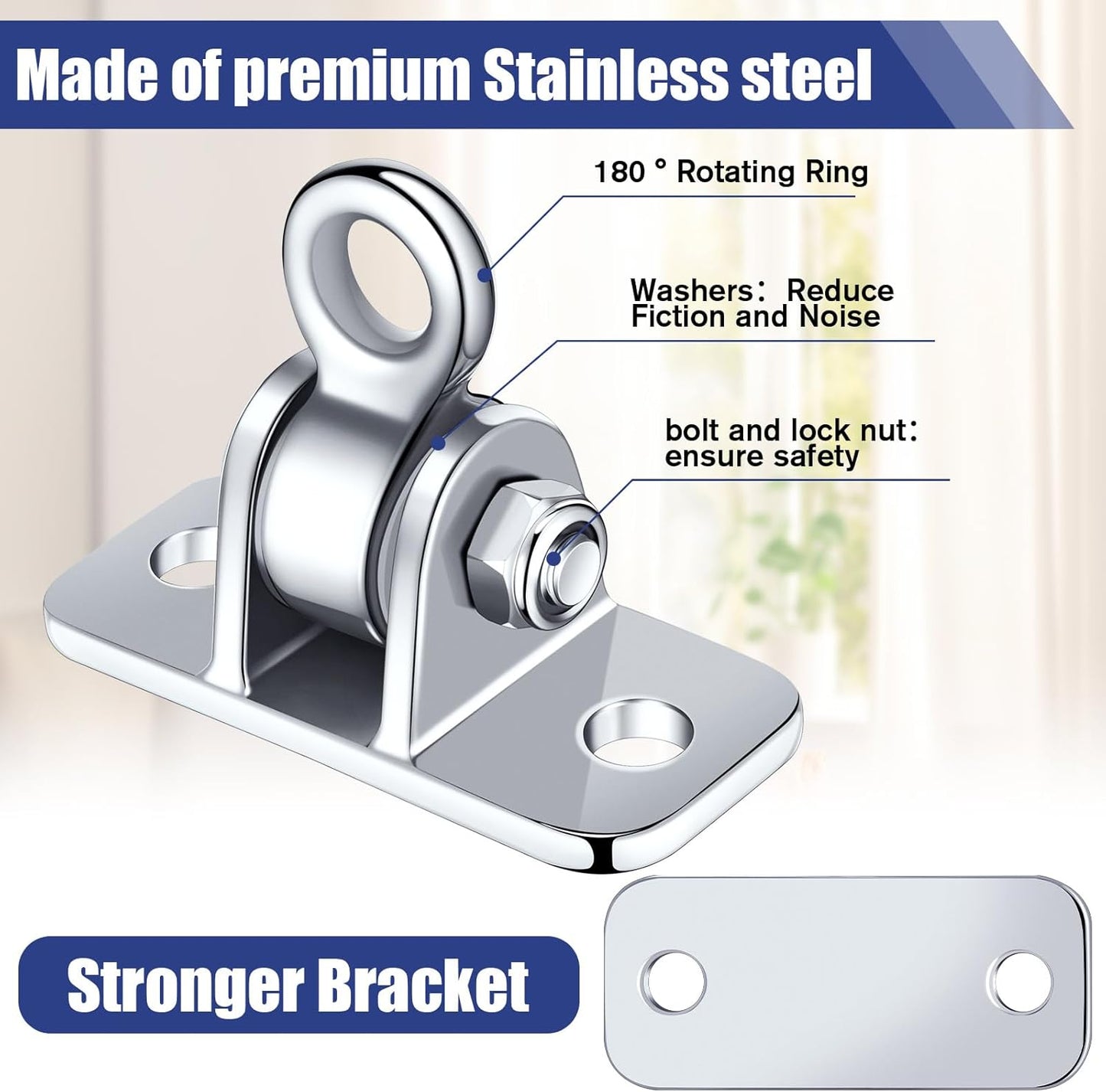 Tandefio Swing Hangers - Heavy-Duty 1800 lb Capacity Set for Indoor/Outdoor Use | Stainless Steel Finish