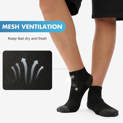BAMBOO COOL Men's Ankle Running Socks - Cushioned, Moisture-Wicking, Arch Support | 6 Pack