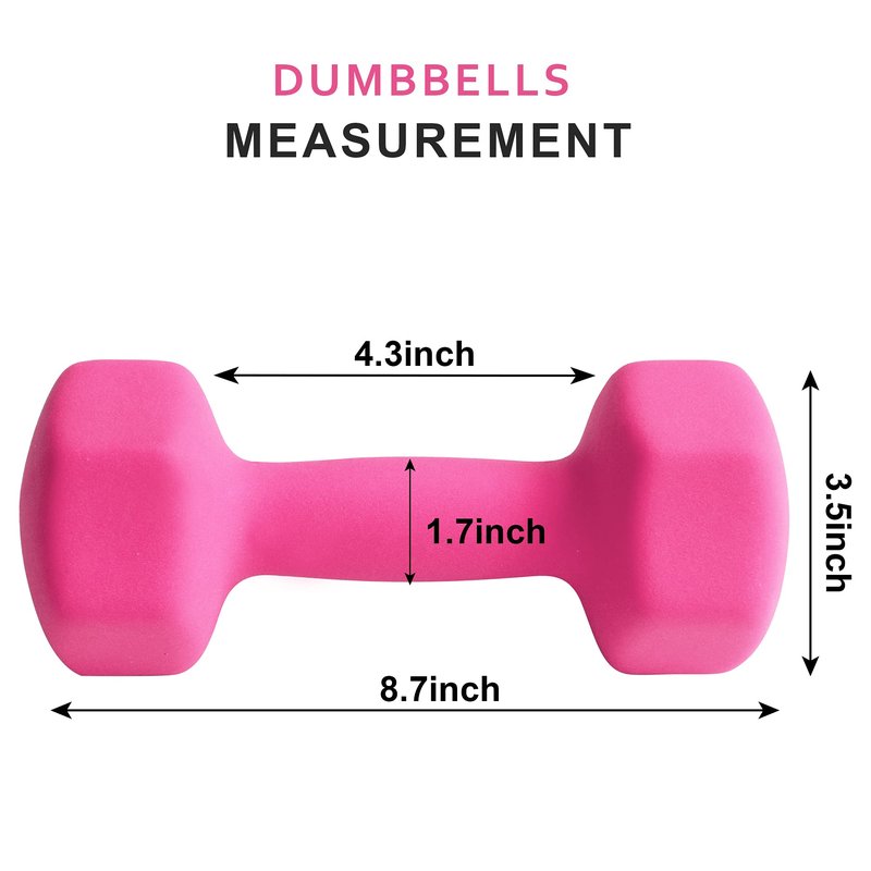 Balelinko Hand Weight Neoprene Coated Dumbbell, Exercise & Fitness Dumbbell for Home Gym Equipment Workouts Strength Training Free Weights for Women, Men, Seniors, Teens, and Youth, 10 LB Pink, Pair