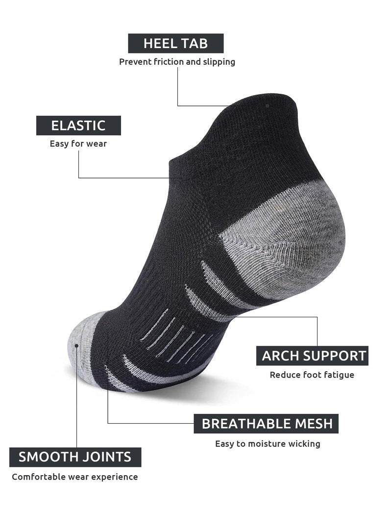 Somaibo 10 Pairs Boys Ankle Socks Kids Low Cut Half Cushioned Athletic Socks Girls Sock 10-12 Years Black