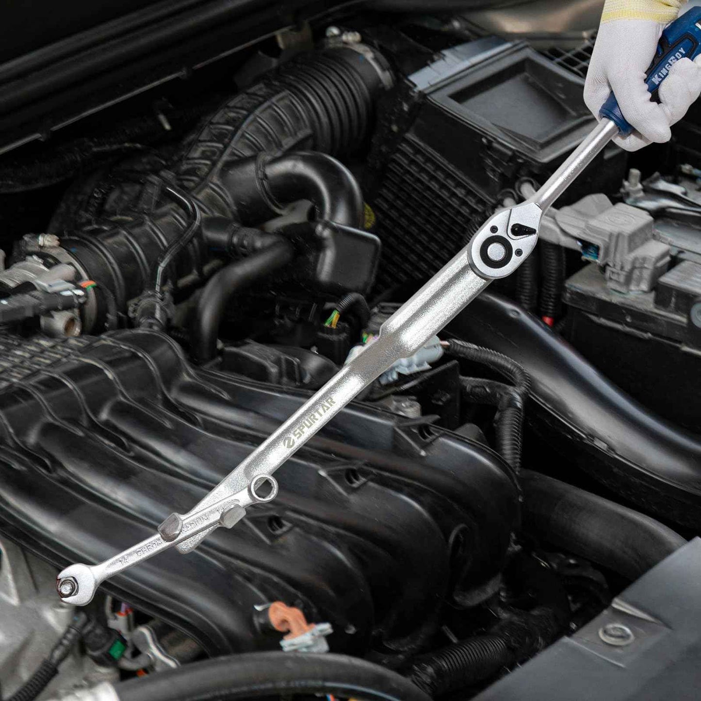 Spurtar Wrench Extender Tool with Extention Bar, Wrench Extender Adapter for 1/2" Drive or 21mm Hex Drive & 13.5” Extention Cheater Bar for Extra Leverage