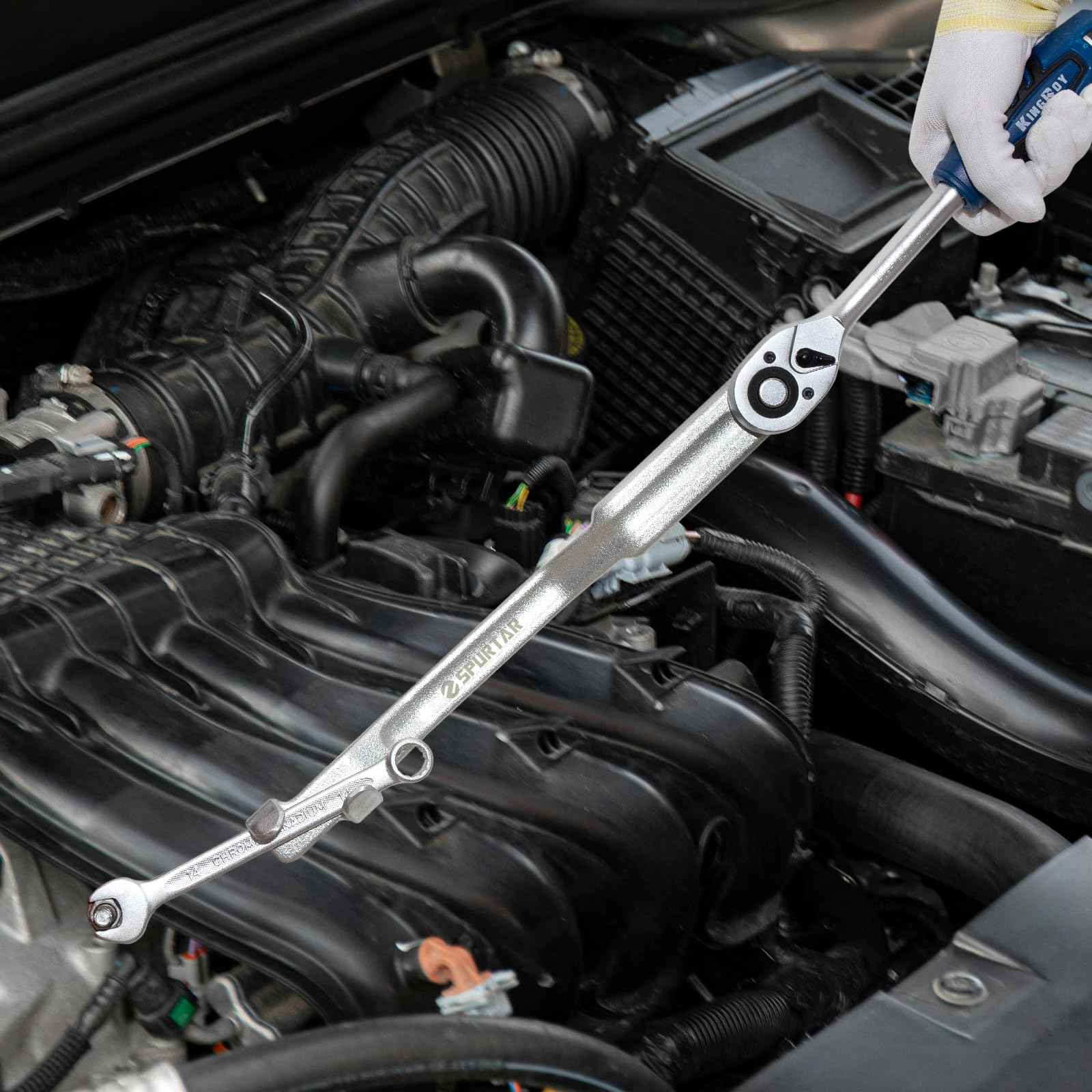 Spurtar Wrench Extender Tool with Extention Bar, Wrench Extender Adapter for 1/2" Drive or 21mm Hex Drive & 13.5” Extention Cheater Bar for Extra Leverage