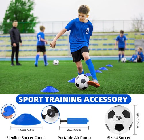 HAFHAF Portable Soccer Goals - 4x3 ft Pop-Up Net Set with Ball, Ladder & Cones for Kids' Outdoor Fun