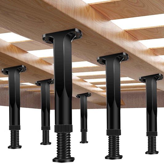 6 PCS Adjustable Height Bed Frame Support Legs - 7.8-14.6inch Bed Slats Support Leg with Screws, Furniture Legs for Bed Frame/Bed Center Slat/Cabinet/Dresser/Table/Sofa/Chair, Bed Replacement Legs