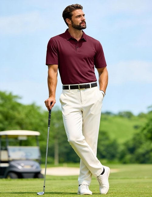 MAGCOMSEN Men's Polo Shirt - Short Sleeve Dry Fit Golf Polo with 3 Buttons | Casual Collared Design