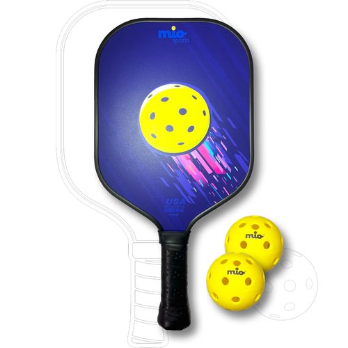 Mio Sports Kid's Pickleball Set (Ages 8-12), USAPA Approved Kid's Pickleball Paddle with Textured Surface for Better Controls and Smaller Balls for Optimal Sweet Spot.
