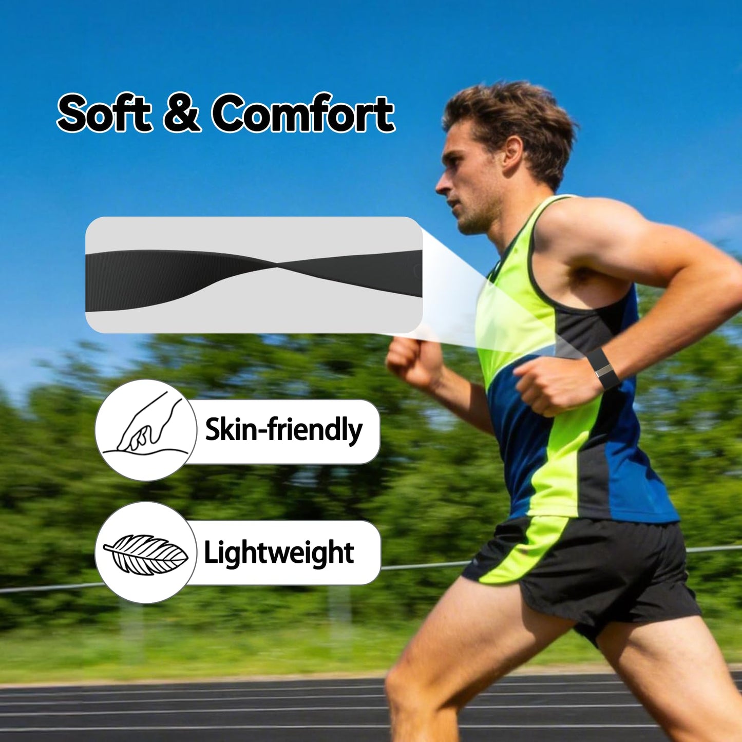 VANEST Replacement Silicone Band Compatible with Hume Band, Soft Adjustable Wristband Strap for Daily Wear, Waterproof, Health and Fitness Wearable Tracker Accessories (Black)