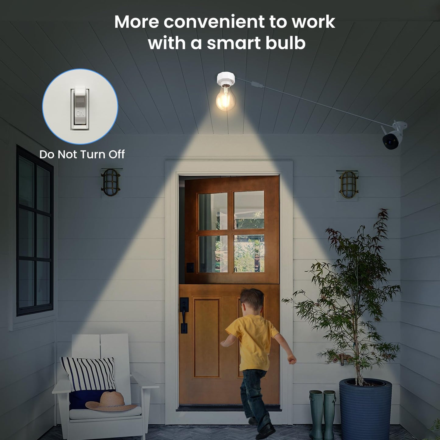 E26 Light Socket USB Adapter Female Plug 120V to 5V Power Converter Splitter Charger Extension Cord for Outdoor Security Cameras Holiday Lights Compatible with WyZe Cams