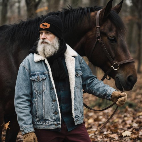 Jiaazerd Horse Beanie Hat for Men Women, Warm Winter Knit Cap Black