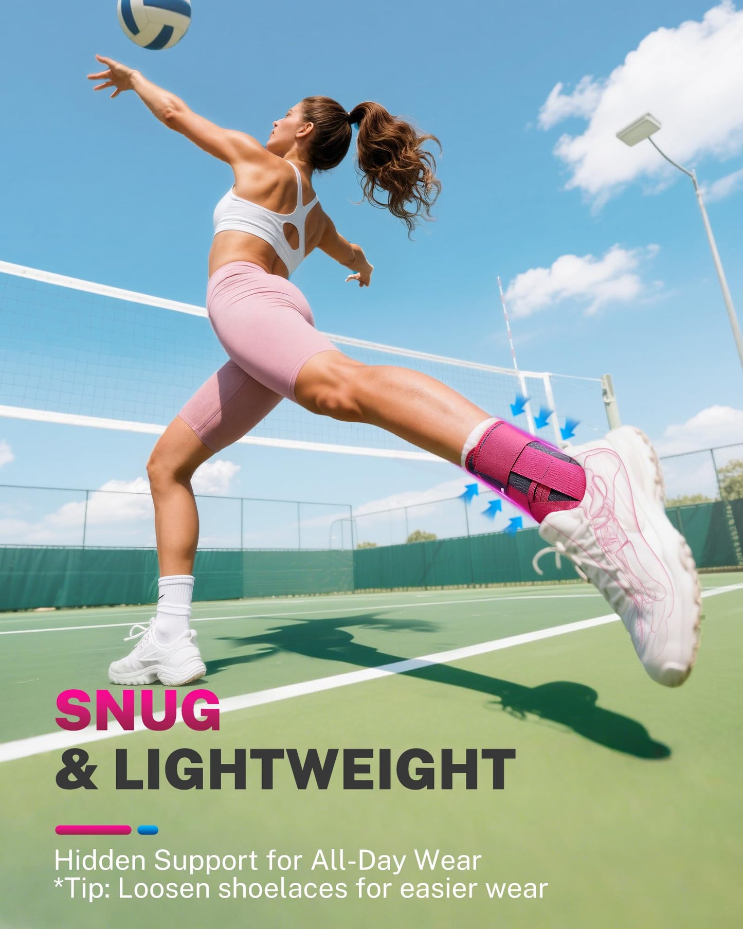 Fitomo Ankle Brace for Women Men with Quick Lace Up, Adjustable Figure 8 Compression Support for Achilles Tendonitis, Ankle Sprain & Swelling Relief for Volleyball, Running & Daily Wear, S