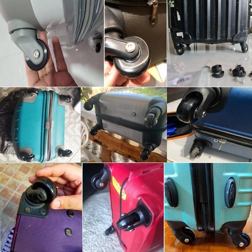 Luggage Suitcase Replacement Wheels Set Suitcase Spinner Wheels 8Pcs PU Bearing Wheels-Install Dia 2in/50mm Width 0.63in/16mm with 2 Size Axles for Trolley Bag Drawbar Box Smooth Rolling Repair