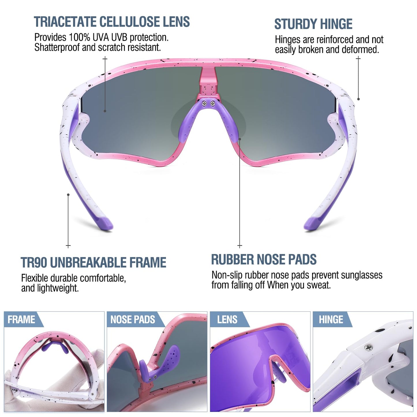 DUCO Kids Youth Baseball Sunglasses for Boys Girls Age 8-16 Polarized UV400 Protection Sports Cycling Glasses DK268
