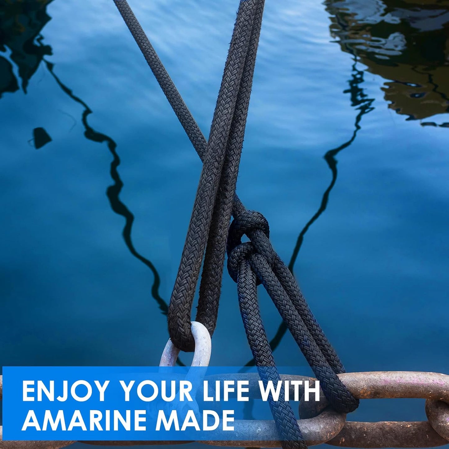 Amarine Made Dock Lines - 1/2” X 15’ Nylon Boat Ropes | 4pcs with 12” Eyelet & 968lbs Load Capacity, Black