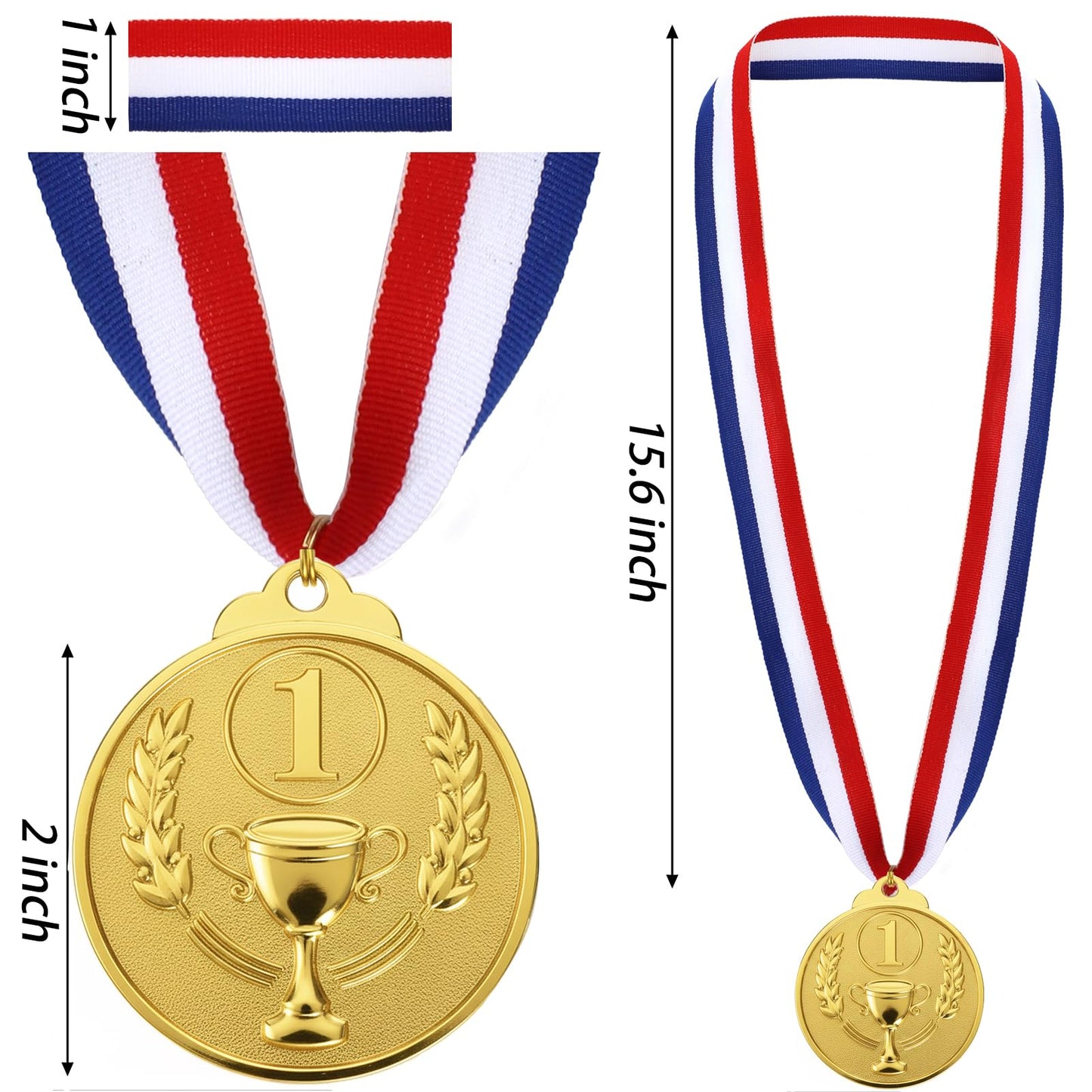 Nicunom 18 Pcs Gold Silver Bronze Award Medals, 1st 2nd 3rd Award Medals Zinc Alloy Winner Medals Gold Silver Bronze Prizes for Competition, Sport, Party, 2 Inch