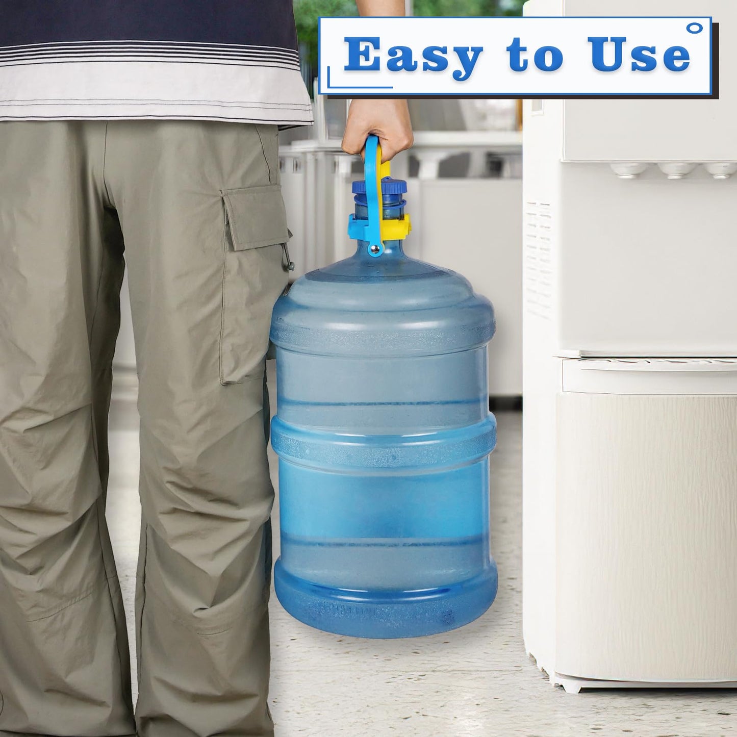 2 Pack 5 Gallon Water Bottle Handle, Stable Ergonomic Water Jug Handle, Drinking Water Bottle Heavy Duty Clip with 4pcs 5 Gallon Water Jug Caps