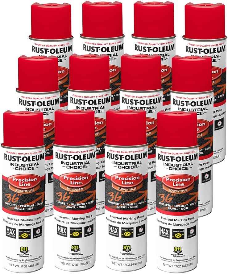 Fluorescent Orange Marking Spray Paint - Rust-Oleum 12 Pack, 17 Oz Inverted Solvent-Based