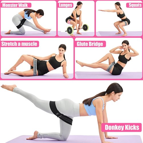 Adjustable Fabric Resistance Bands - 5 Levels of Customizable Tension for Squats & Glutes | Non-Slip Booty Bands for Men & Women
