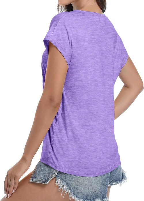 HovSiyla Women's V-Neck T-Shirts - 5 Pack Casual Short Sleeve Soft & Breathable Workout Tops