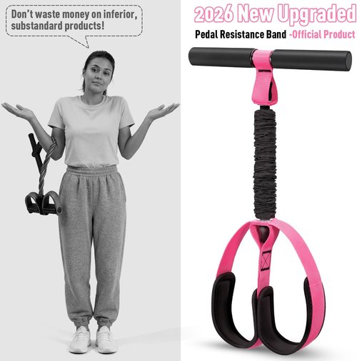 Durable Resistance Band by 2026 - Upgraded Pedal with Soft Foam Handle for Core & Leg Workouts