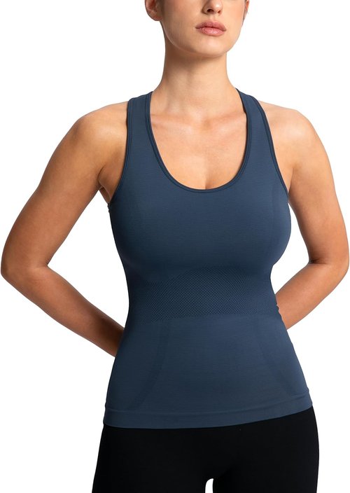 MathCat Racerback Tank Tops for Women - Seamless Padded Yoga & Running Camisole with Built-In Bra