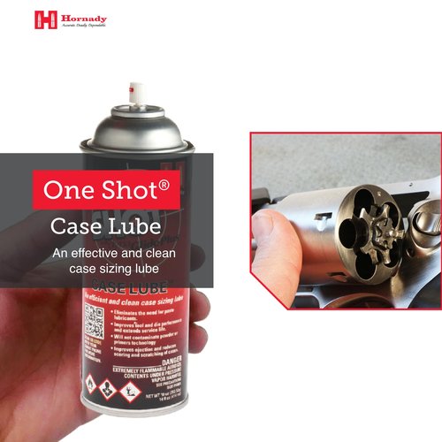 Hornady One Shot Case Lube with DynaGlide Plus, 5 oz - A Clean, Non-Sticky, & Easy to Use Aerosol Spray Lubricant Dry Film with No Petroleum Wax to Contaminate Powder or Primers -Quick Dry Lube Spray