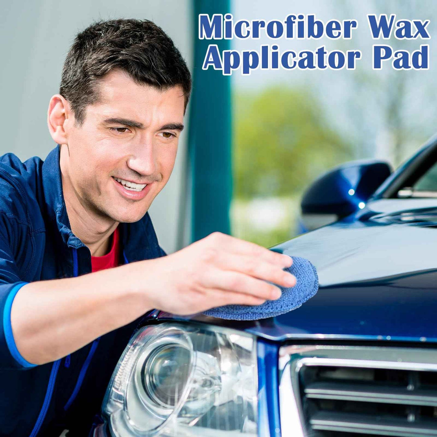 FillTouch 50 Pcs Microfiber Wax Applicator Pads 5 Inches Diameter Applicator Pads Bulk Soft Microfiber Wax for Car Polishing Foam for Car Cleaning(Blue, Gray)