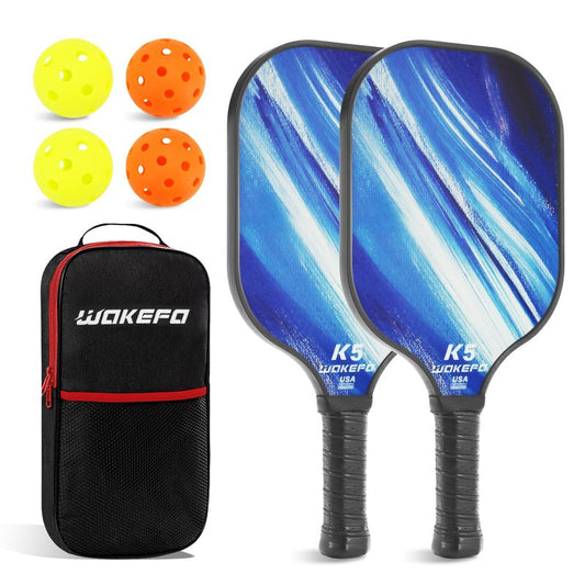 DUJORM Pickleball Paddles, Fiberglass Pickleball Paddle with PP Honeycomb Structure, Lightweight Pickleball Racket with Cushioned Handle, Pickleball Paddle Set of 2, with 4 Pickle Balls