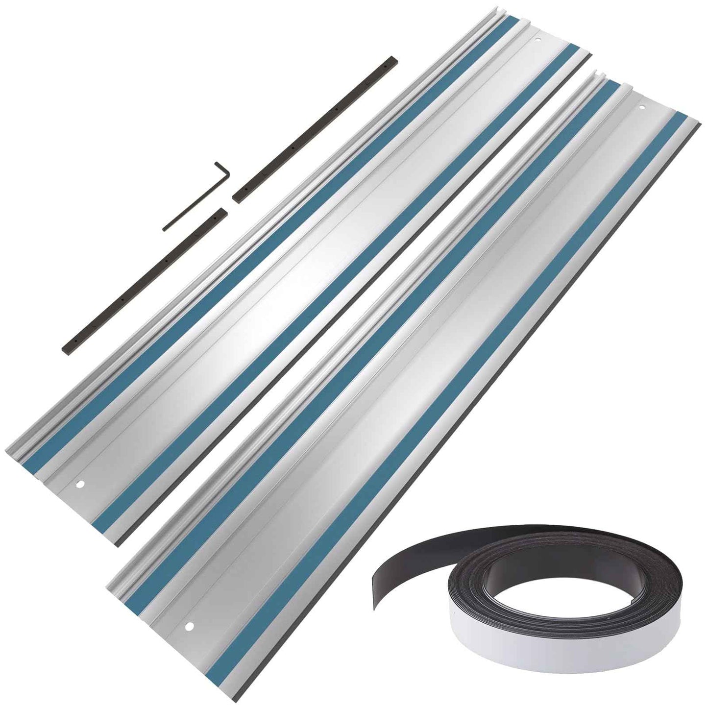 Barlezy 2PCS x 39" Track Saw Guide Rails Compatible with Makita Track Saw, Includes 2 Guide Rails, 2 Guide Rail Connectors & Guide Rail Splinter Guard Strip for Woodworking Longer Cuts, Sliver