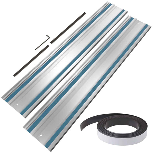 Barlezy 2PCS x 39" Track Saw Guide Rails Compatible with Makita Track Saw, Includes 2 Guide Rails, 2 Guide Rail Connectors & Guide Rail Splinter Guard Strip for Woodworking Longer Cuts, Sliver