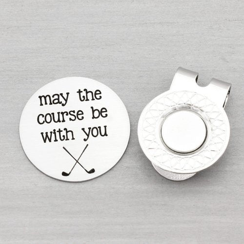 Engraved Golf Ball Marker with Hat Clip Accessories for Men May The Course Be With You Golfer Gift
