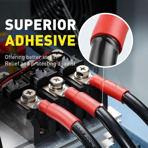 Haisstronica 420PCS Heat Shrink Tubing Kit - Marine-Grade Adhesive Lined Wrap | 1.75" Length, 7 Sizes, Black & Red