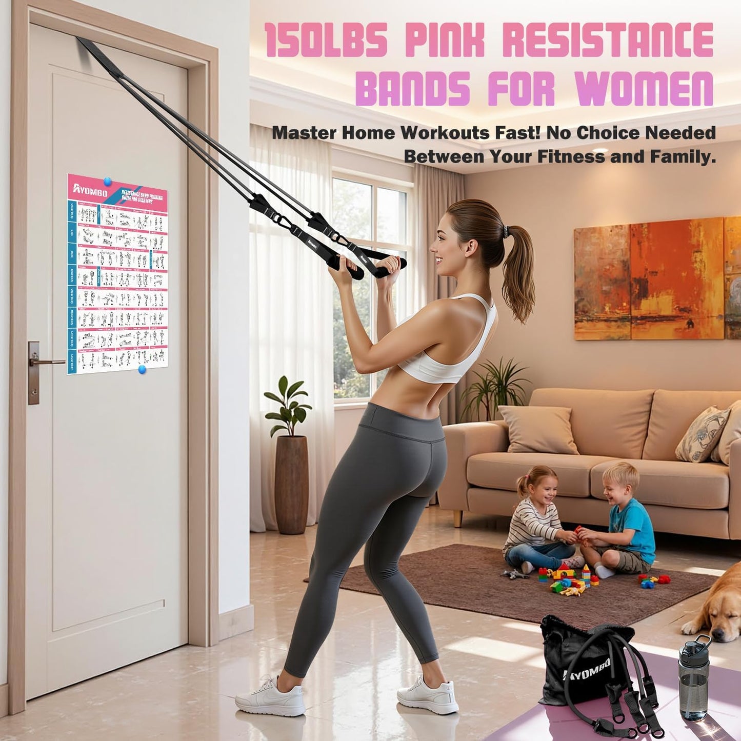 Skiennix Resistance Bands - 5 Level Exercise Bands Set with Handles for Home Gym & Physical Therapy