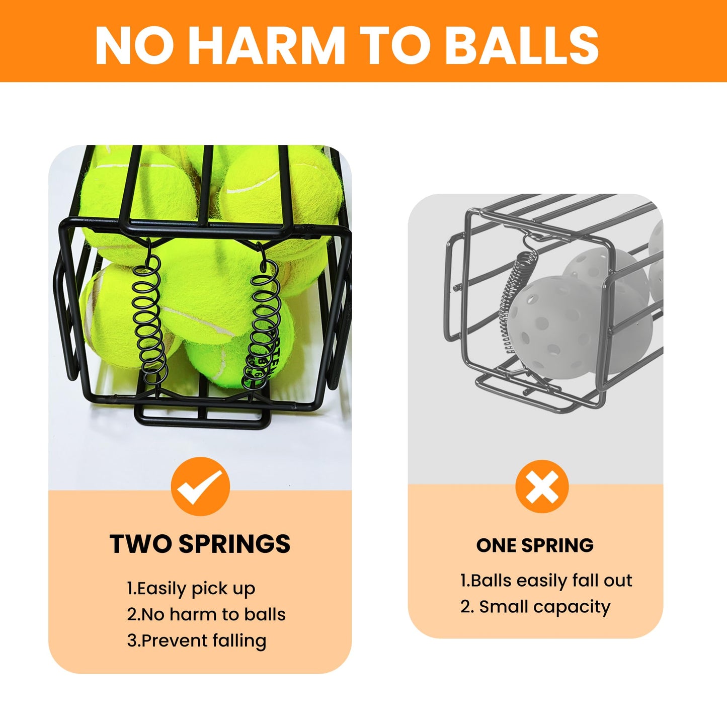 ShelfElites Tennis Ball Hopper, Portable Tennis Ball Holder with Handle for Court, Practice & Training (Small)