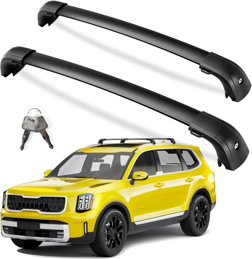 KINGGERI Roof Rack Cross Bars - Lockable Aluminum Cargo Rails for Kia Telluride 2019-2026 | 300lbs Capacity