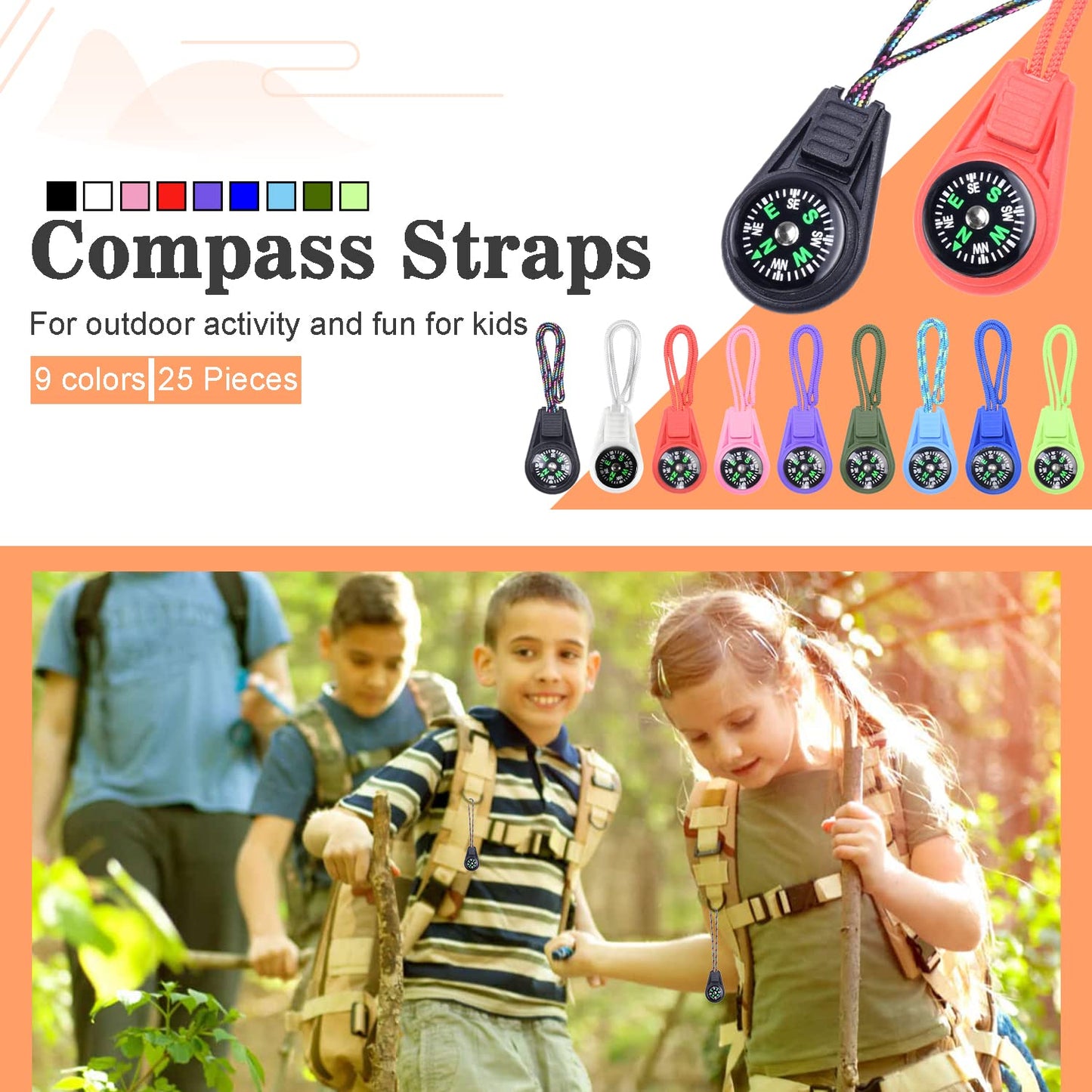 25 Pack Compass for Kids Mini Compasses Bulk Kids Toy Compass for Party Favor/Hiking/Scout Classroom Learning Directions