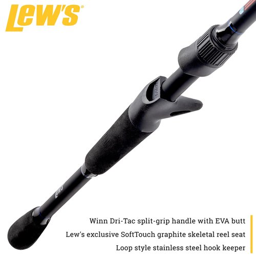 Lew’s TP2 Casting Fishing Rod, All-Purpose Model, 7-Foot 2-Piece HM45 Graphite Rod, Medium Power Fast Action, Winn Dri-Tac Split-Grip