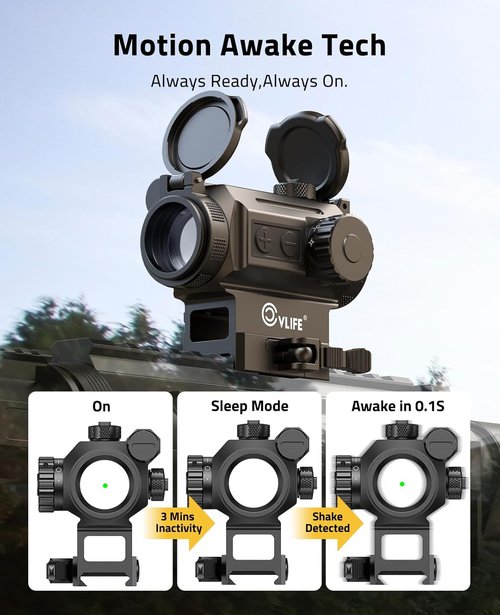 CVLIFE Red/Green Dot Sight - Auto-Brightness Multi-Reticle Scope with Quick Detach | 6 MOA Dot, 43 MOA Circle, IPX7 Waterproof