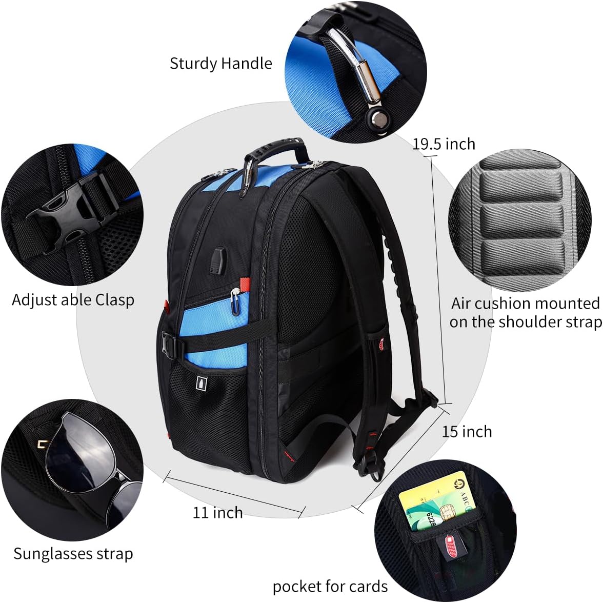 SHRRADOO Extra Large 50L Travel Laptop Backpack - Airline Approved, Fits 17 Inch Laptops for Men & Women