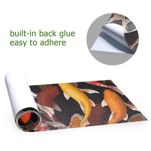 Kigai 3D Koi Fish Skateboard Grip Tape Deck Sandpaper for Rollerboard 10" x 44"