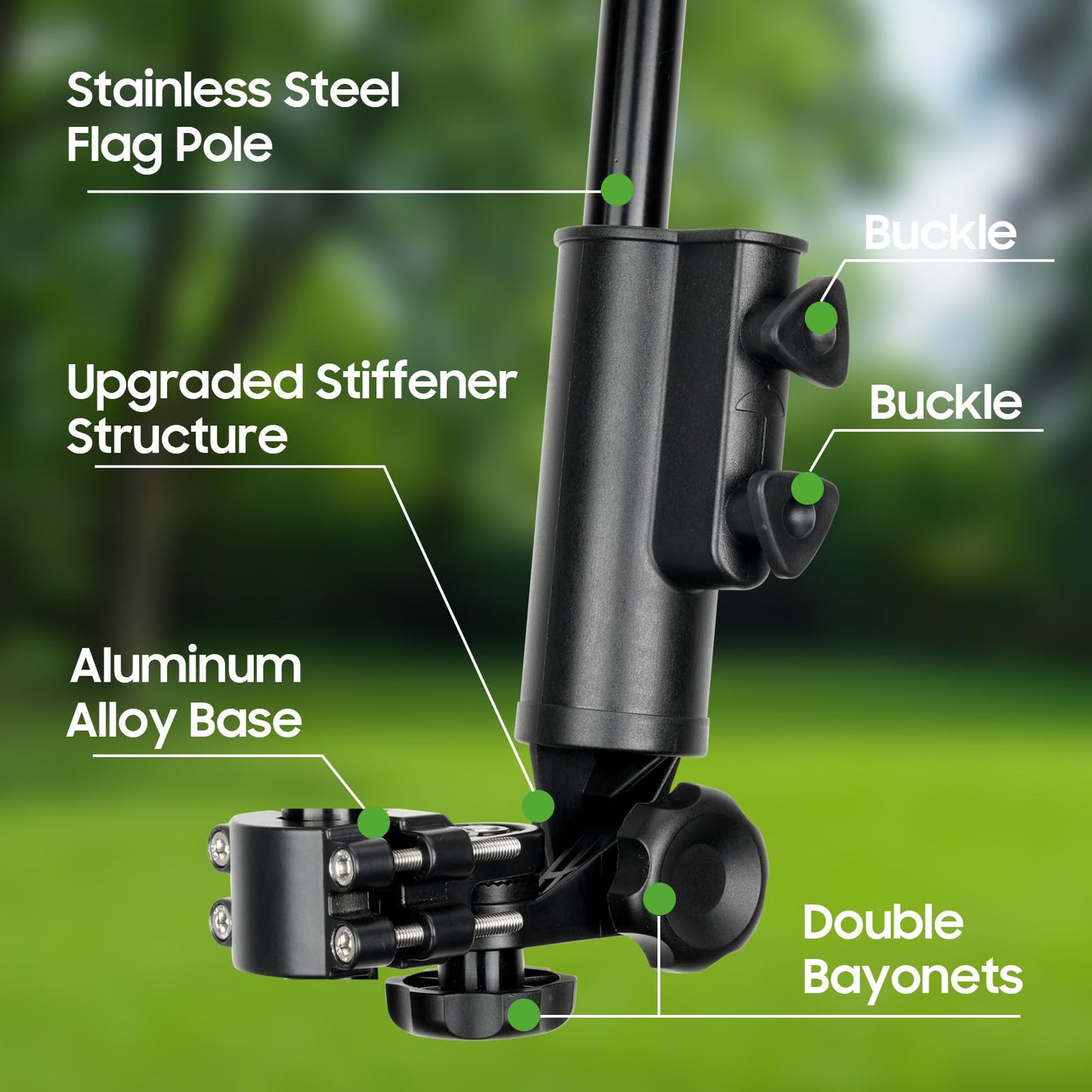 10L0L Golf Cart Flagpole Kit with 12x18" American Flag, Universal Fit for Club Car, EZGO, Yamaha Golf Cart, Adjustable Black Stainless Steel Pole Mount, Golf Cart Flag Holder Accessories