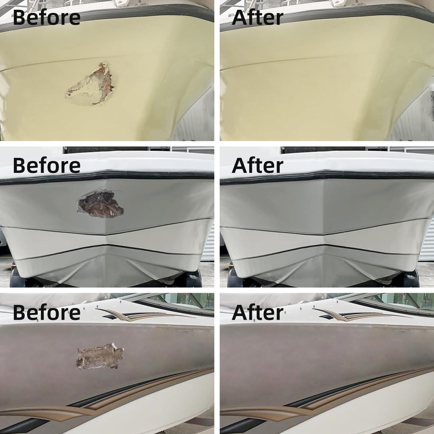 FENFANDAS Fiberglass Boat Repair Kit, Marine Fiberglass Repair Kit for Boats, Gel Coat Repair Kit for Boats, Epoxy Filler for Boats, Fiberglass Repair Kit Fix Holes Chips Pits Cracks (Color Match)