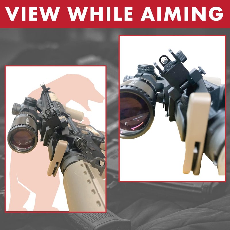 45 Degree Offset Flip Up Iron Sights | American Company | Spring Loaded | Rapid Transition Front & Rear Iron Sights | Back Up Sights | BUIS for Picatinny Rail and Weaver Rails