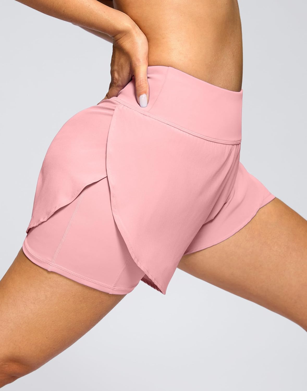 Skiennix Women's 2-in-1 Running Shorts - High Waisted Lightweight Athletic Gym Shorts with Pockets