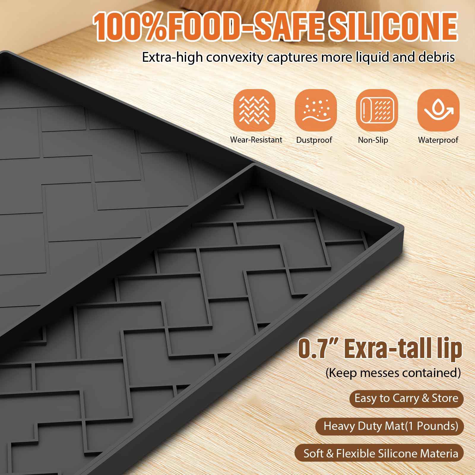 Silicone Mat for Ninja Slushie Machine&Ninja Creami- Removable 22.5"*15"*0.7" Countertop Protector Mat,Concave Convex Design, Leak-Proof and Slip-Resistant ice Gream Maker&Slushie Machine Accessories
