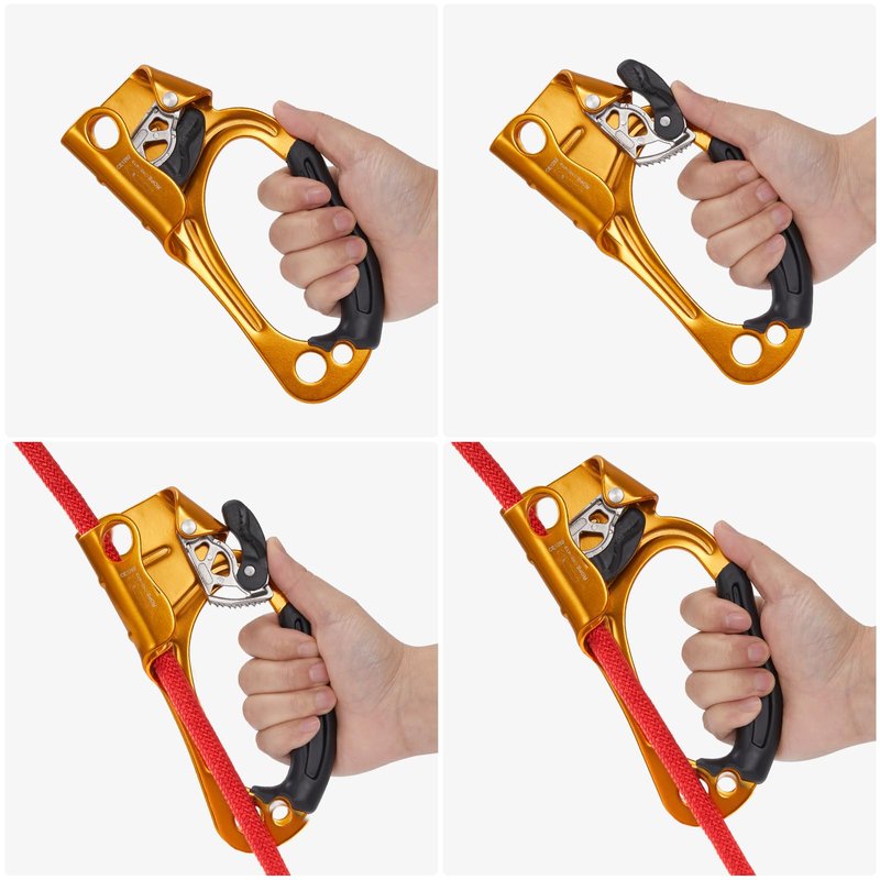 RESQT Hand Ascender, Rock Climbing Tree Arborist Rappelling Gear Equipment Rope Ascender Rope Clamp for 8~13MM Rope(Right Hand-Orange)