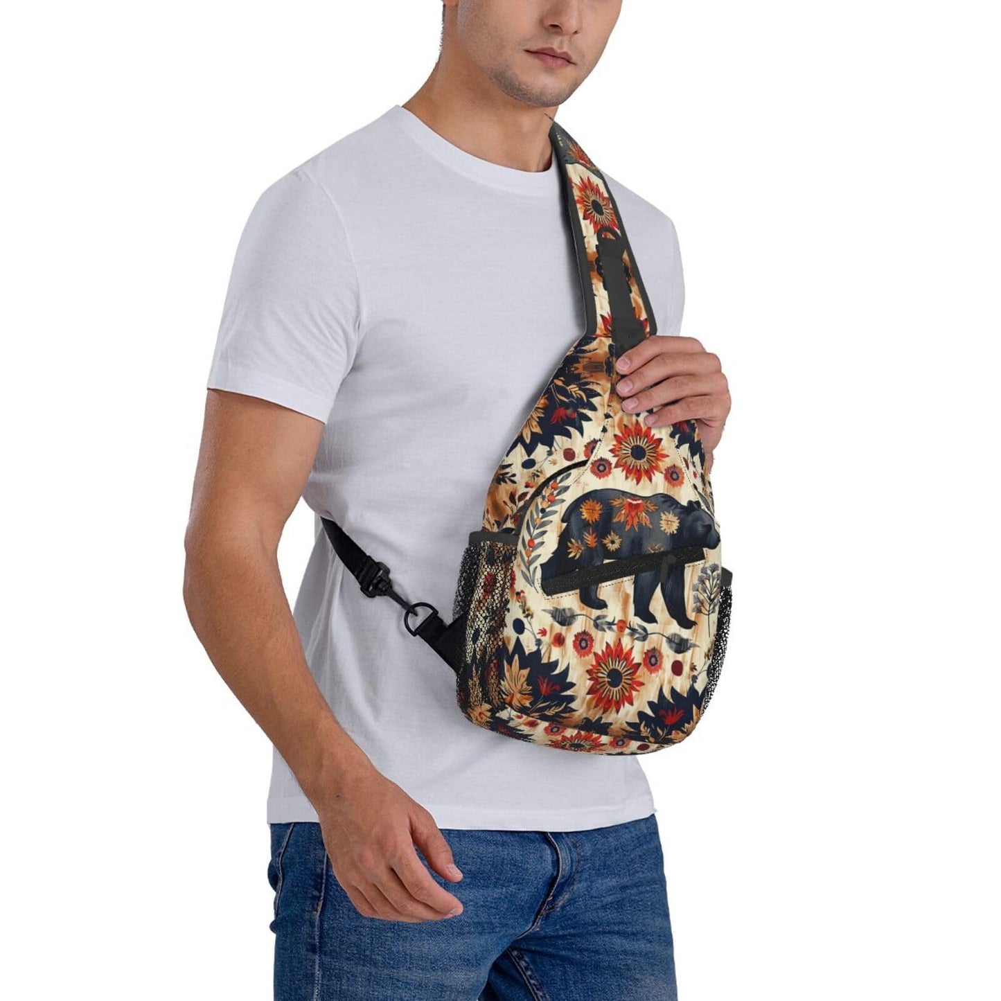 Jockphry Native American Indian Sling Backpack Chest Bag Crossbody Shoulder Bag Gym Cycling Travel Hiking Daypack For Men Women